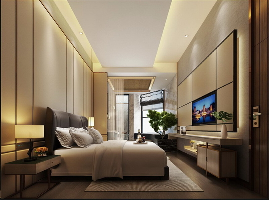 SGS 공인된 호텔 침실 가구는 2인용 침대 머리쪽 판자 1800*2000mm에서 설정합니다